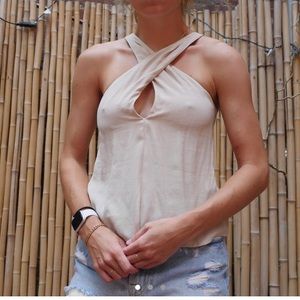 Halter cut out blouse top